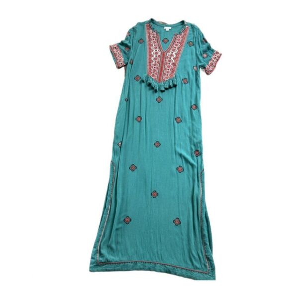 Sundance Tropical Dreams Maxi Dress Blue Red Embroidered Boho size medium - Picture 1 of 15